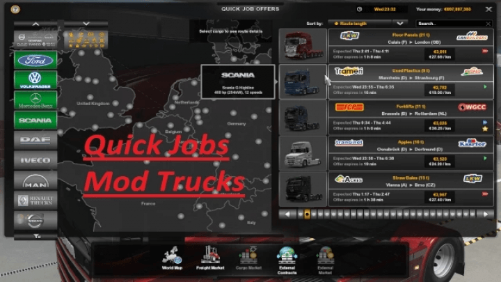 ETS2 - Quick Jobs with Modded Trucks V1.0 (1.40.x) (1.40.x)