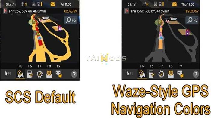 ATS - Waze Style GPS Navigation Colors Realistic Dark Mode V1.2 (1.55.x) ATS - Waze Style GPS Navigation Colors Realistic Dark Mode V1.2 (1.55.x)