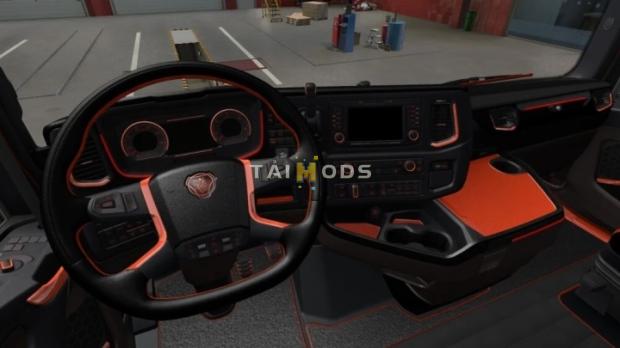 ETS2 - Scania S & R Black Orange Interior V1.0 (1.49.x)