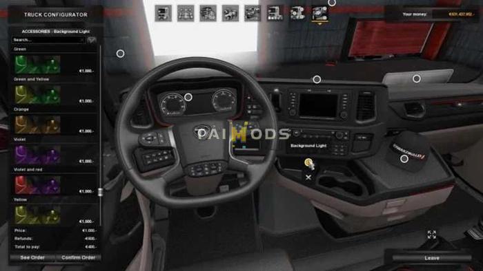 ETS2 - Background Lights & V8 Back Panels for New Scania R & S V1.54 (1.54.x) ETS2 - Background Lights & V8 Back Panels for New Scania R & S V1.54 (1.54.x)