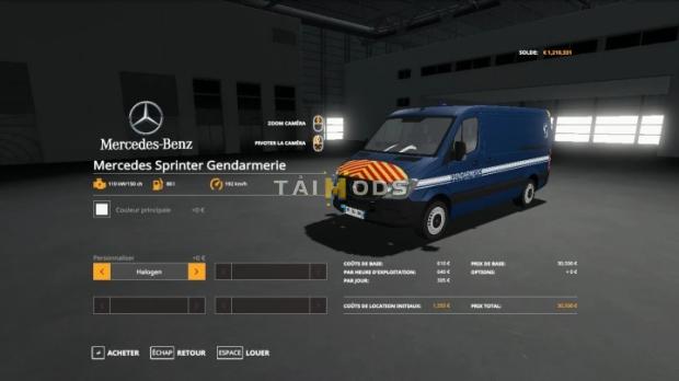 FS19 - Mercedes Sprinter 313.CDI Gendarmerie V1.0 (1.7) FS19 - Mercedes Sprinter 313.CDI Gendarmerie V1.0 (1.7)