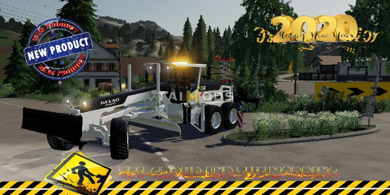 FS19 - Grader Cat M140 AWD V1.5 (1.5) FS19 - Grader Cat M140 AWD V1.5 (1.5)
