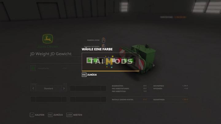 FS19 - John Deere Weight V1.0.0.1 (1.7)