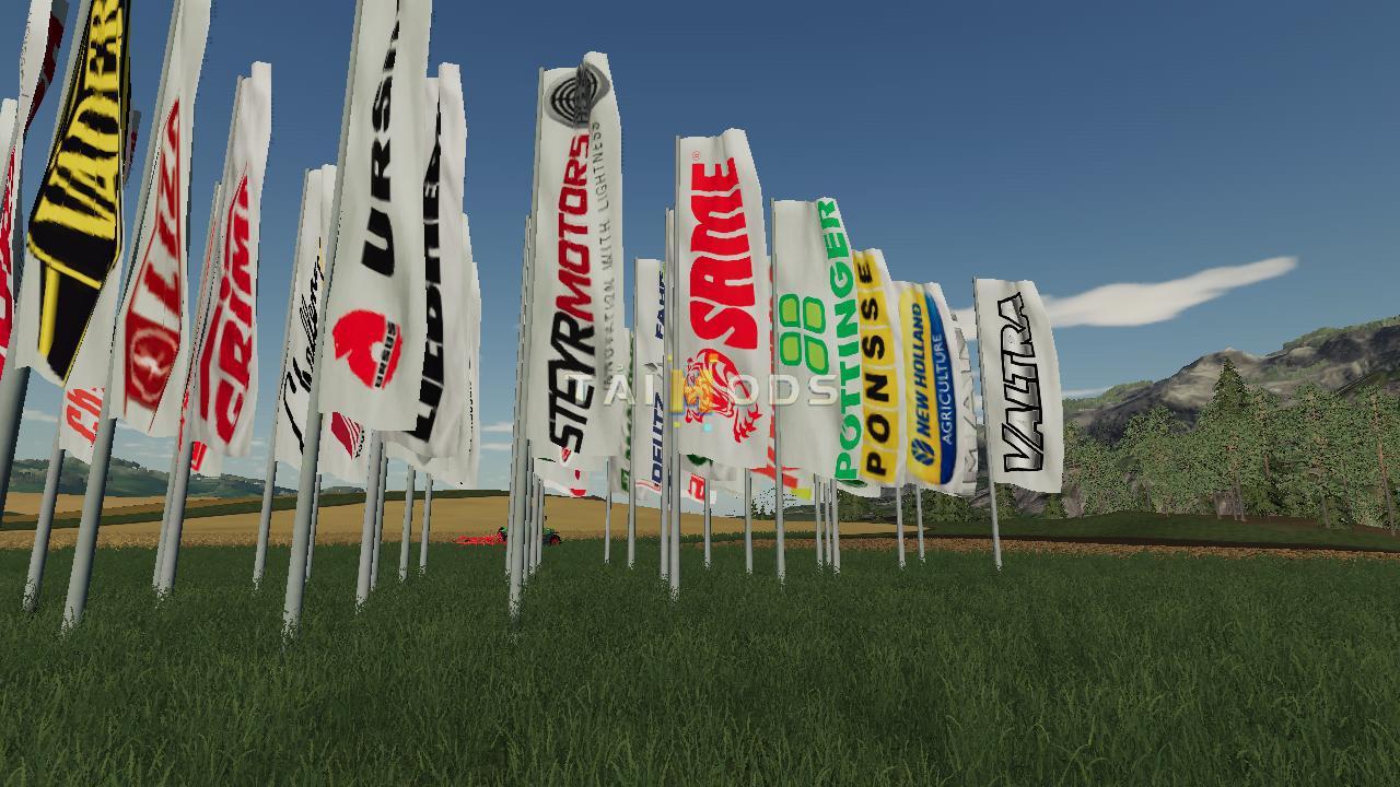 FS19 - Placeable Brand Flags V1.0 (1.7) FS19 - Placeable Brand Flags V1.0 (1.7)
