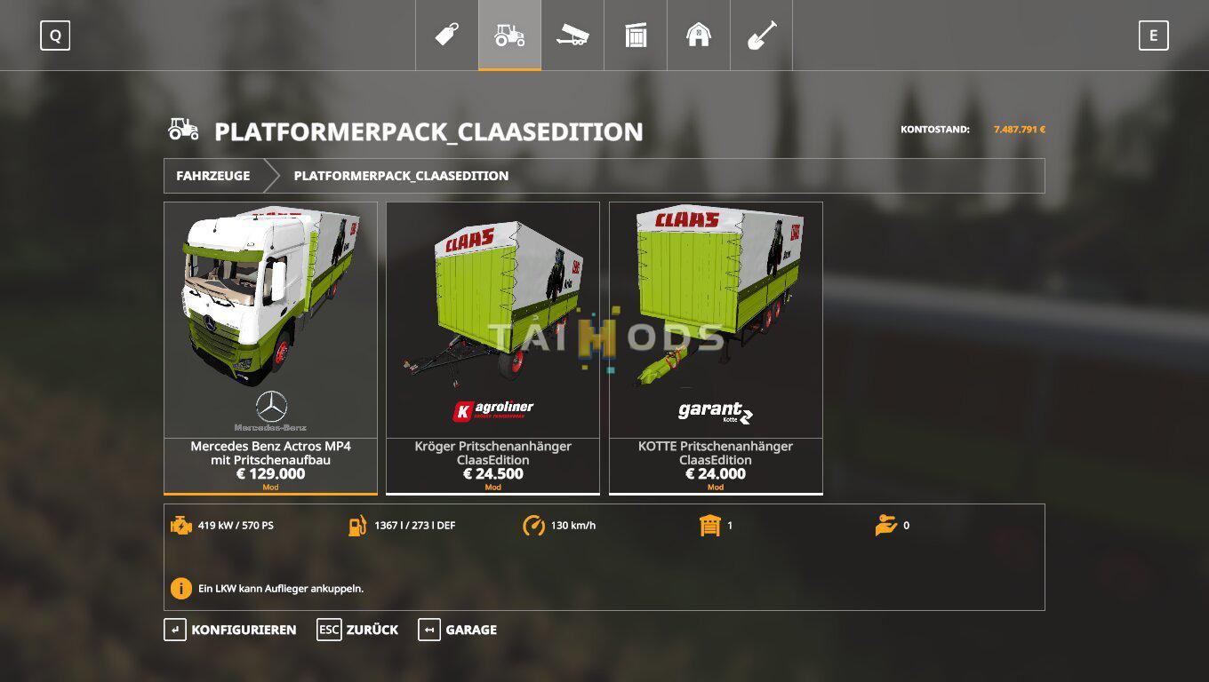 FS19 - Claas Edition Platformer Pack V1.0 (1.5) FS19 - Claas Edition Platformer Pack V1.0 (1.5)
