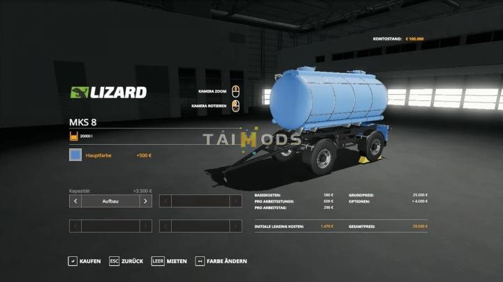 FS19 - MKS8 & MKS32 No Weight with Loading Volume V1.1 (1.7) FS19 - MKS8 & MKS32 No Weight with Loading Volume V1.1 (1.7)
