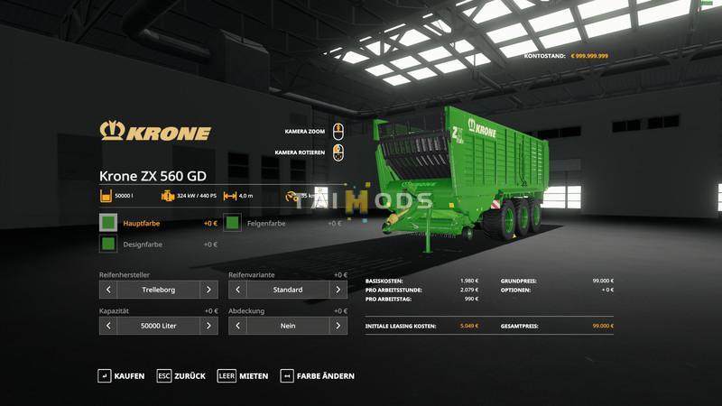 FS19 - Krone ZX 560 GD Trailer V1.0 (1.7) FS19 - Krone ZX 560 GD Trailer V1.0 (1.7)