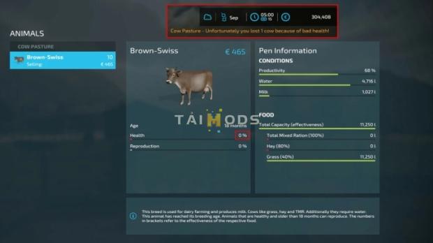 FS22 - Realistic Animal Losses V1.0.1.0 (1.9) FS22 - Realistic Animal Losses V1.0.1.0 (1.9)