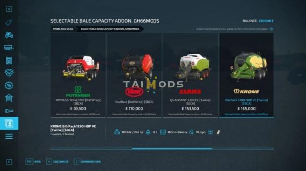 FS22 - Selectable Bale Capacity Addon v1.0 (1.7) FS22 - Selectable Bale Capacity Addon v1.0 (1.7)