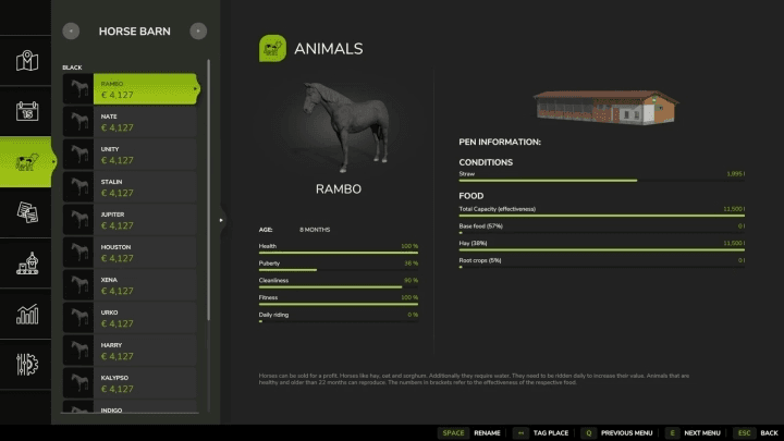 FS25 - Horse Care Manager V1.0 () FS25 - Horse Care Manager V1.0 ()