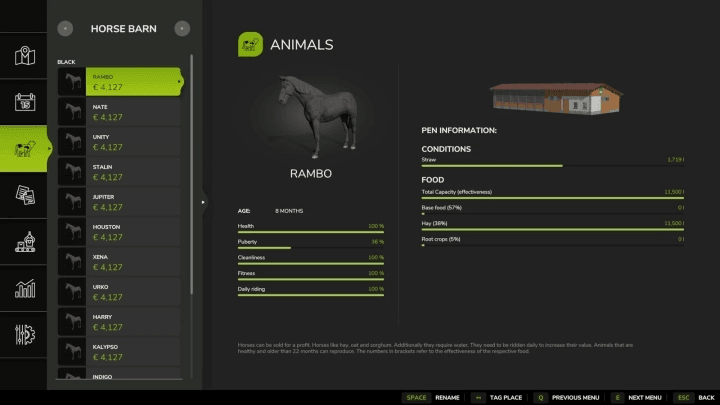 FS25 - Horse Care Manager V1.0 () FS25 - Horse Care Manager V1.0 ()