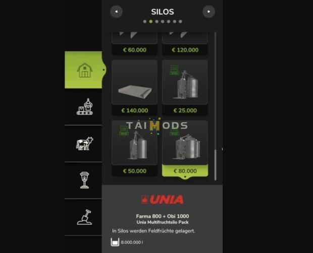 FS25 - Unia Multifruitsilo Pack V1.0 () FS25 - Unia Multifruitsilo Pack V1.0 ()