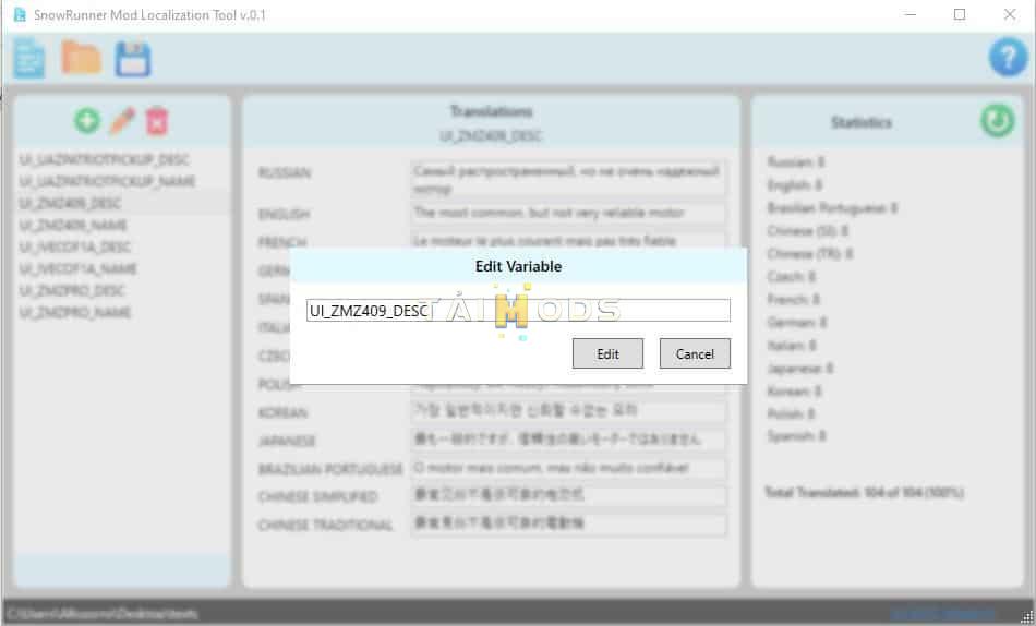 SnowRunner - Mod Localization Tool (V5.4) SnowRunner - Mod Localization Tool (V5.4)