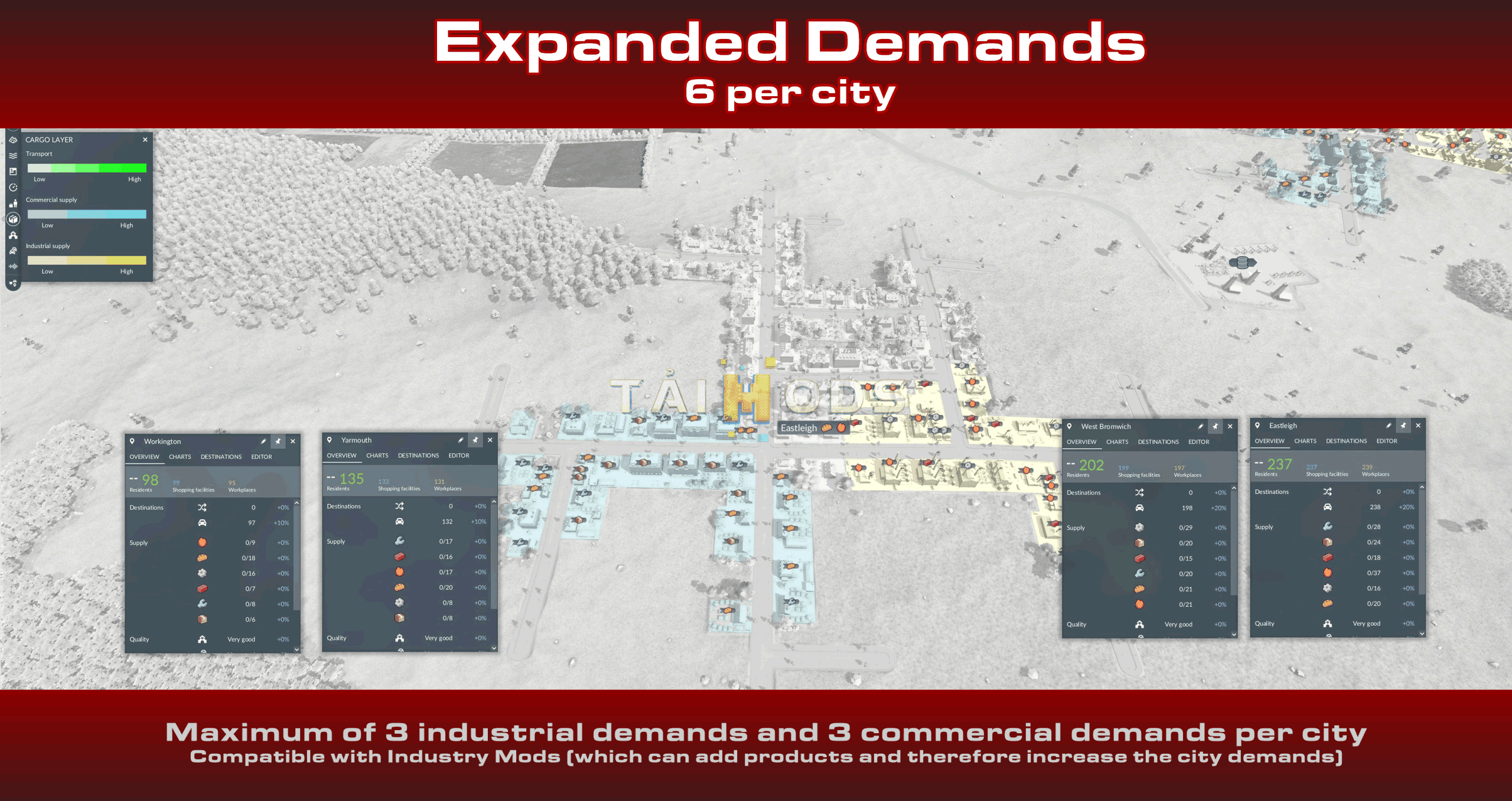 Transport Fever 2 - Expanded Cargo Demands (6 Per City) () Transport Fever 2 - Expanded Cargo Demands (6 Per City) ()