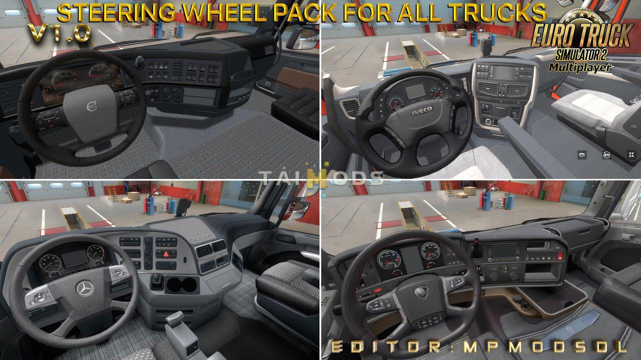 ETS2 - Steering Wheel Pack for All Trucks for Multiplayer (1.38.x) ETS2 - Steering Wheel Pack for All Trucks for Multiplayer (1.38.x)