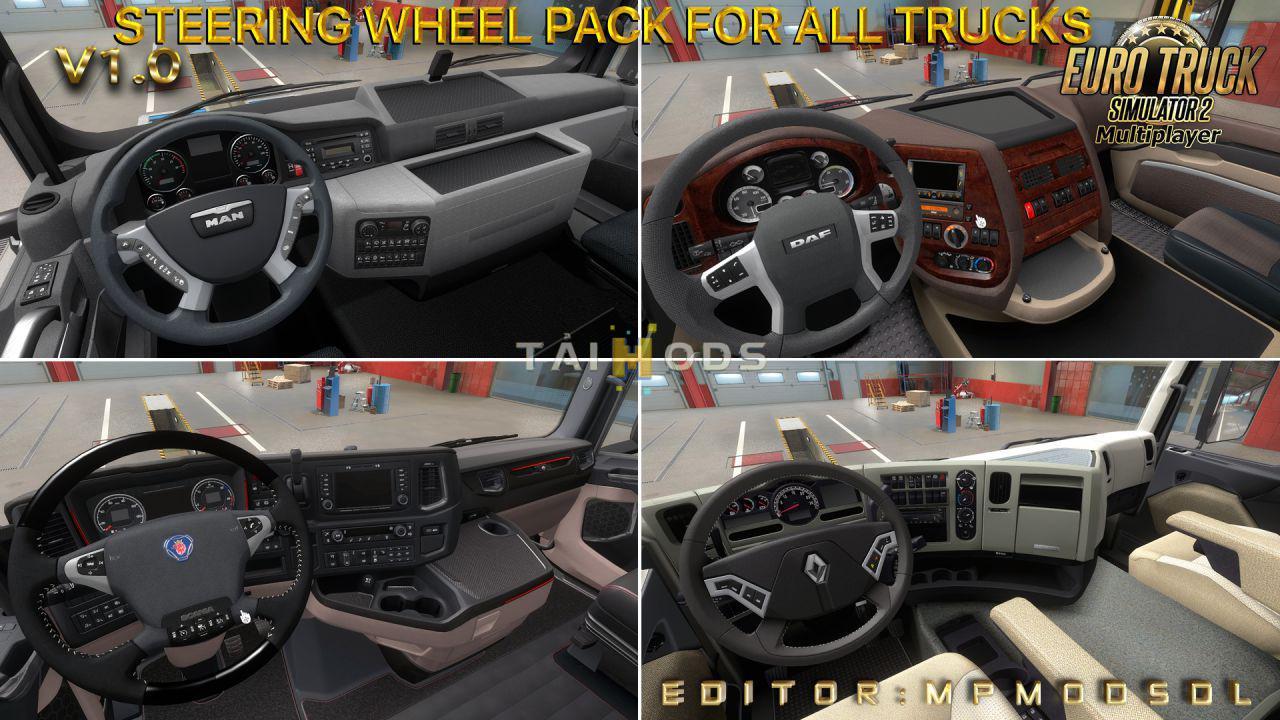 ETS2 - Steering Wheel Pack for All Trucks for Multiplayer (1.38.x) ETS2 - Steering Wheel Pack for All Trucks for Multiplayer (1.38.x)