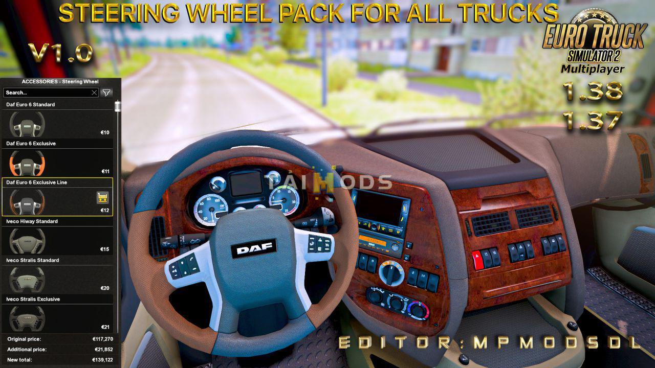 ETS2 - Steering Wheel Pack for All Trucks for Multiplayer (1.38.x) ETS2 - Steering Wheel Pack for All Trucks for Multiplayer (1.38.x)
