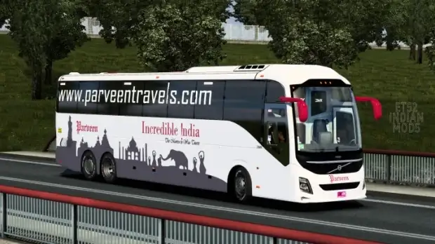 ETS2 - Indian Parveen Travels Skin Pack for DBMX Volvo 9800 UK v1.0 ETS2 - Indian Parveen Travels Skin Pack for DBMX Volvo 9800 UK v1.0