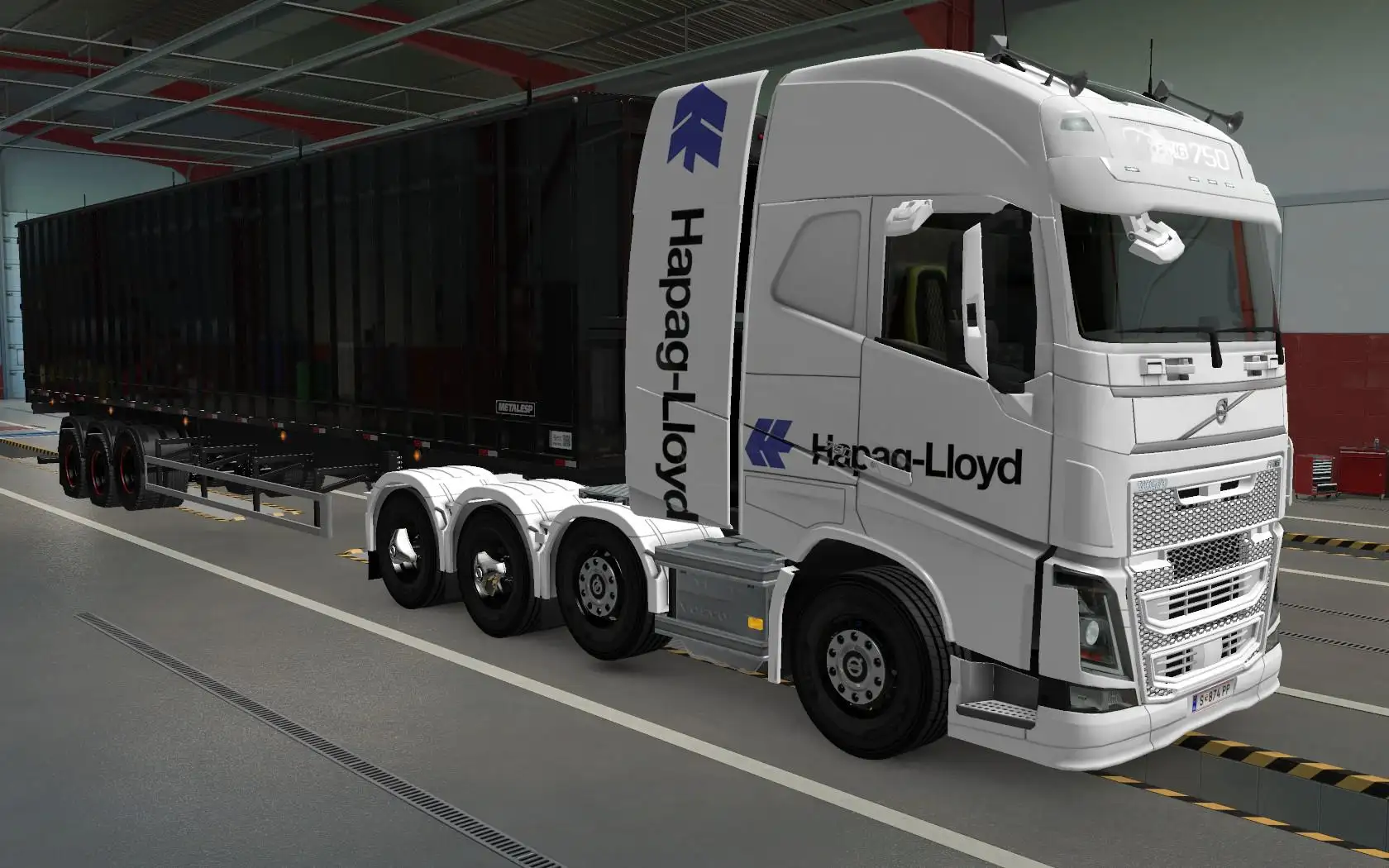 ETS2 - Volvo FH16 2012 8x4 Hapag Lloyd White Skin (1.39.x)