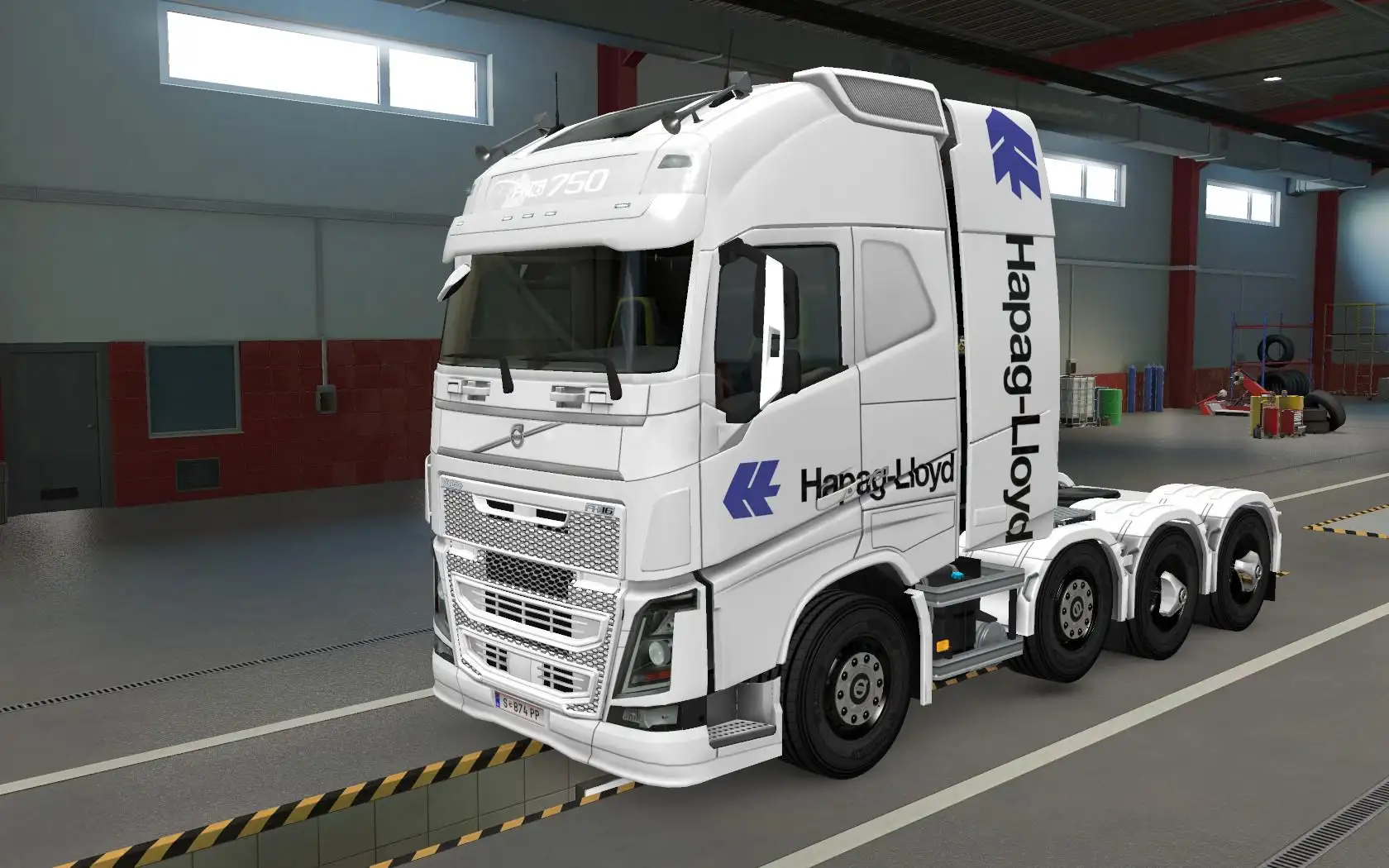 ETS2 - Volvo FH16 2012 8x4 Hapag Lloyd White Skin (1.39.x)