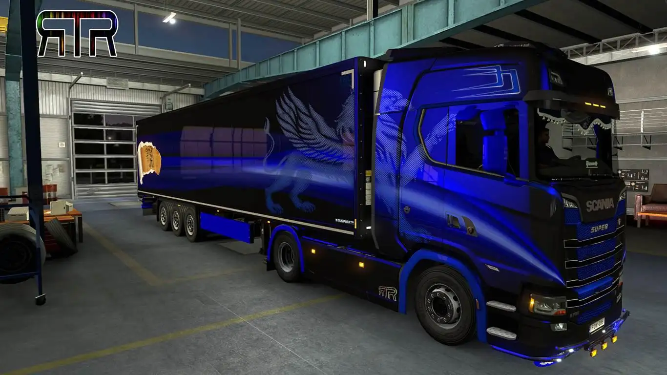 ETS2 - Griffin Combo Blue for Scania Next Gen and Krone Coolliner v1.0 (1.35.X) ETS2 - Griffin Combo Blue for Scania Next Gen and Krone Coolliner v1.0 (1.35.X)
