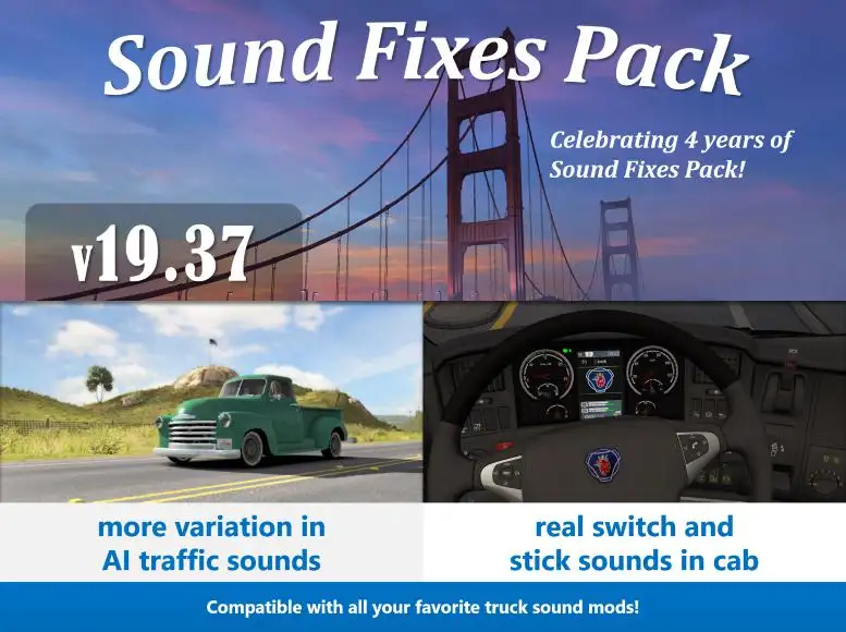 ETS2 - Sound Fixes Pack V19.37 (1.35.X) ETS2 - Sound Fixes Pack V19.37 (1.35.X)