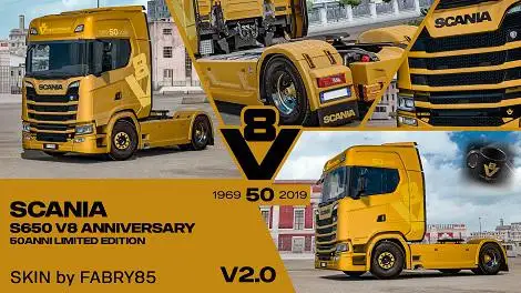 ETS2 - Scania V8 Anniversary 50Anni Italian Limited Edition Skin V2.0 (1.35.X) ETS2 - Scania V8 Anniversary 50Anni Italian Limited Edition Skin V2.0 (1.35.X)